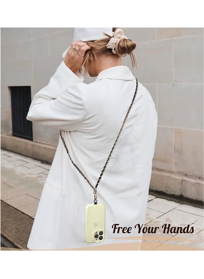 Phone/Bag Lanyard, Metal CellPhone Chain, Anti-Theft Crossbody Strap for iPhone and Most Smartphones, Adjustable Cell Phone Neck Holder for Women, Gold & Black - Image 4