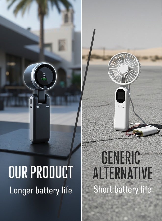 Foldable Handheld Fan Turbo High-Speed Silent Strong Wind USB Charging Neck Hanging Small Fan - Image 3