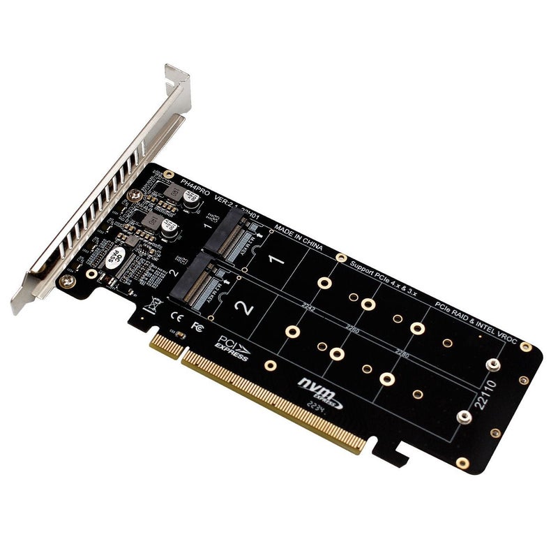 1 x 5 pcs PCIe X16 to M.2 M-key NVMe SSD RAID Expansion Card for 2U Server PH44PRO