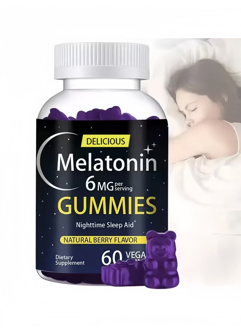 ملغ6 من الميلاتونين لمساعدتك على النوم بسرعة أكبر والحصول على ليلة هادئة ومريحة. العبوة تحتوي على 60 علكة. - Image 1