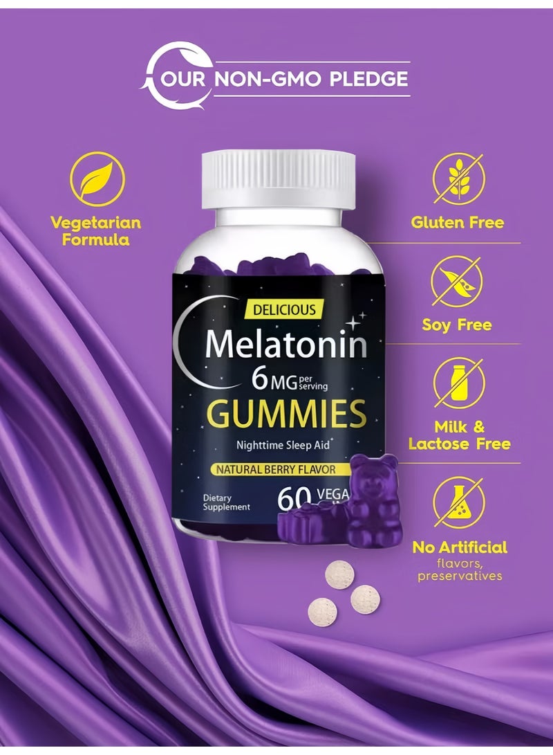 ملغ6 من الميلاتونين لمساعدتك على النوم بسرعة أكبر والحصول على ليلة هادئة ومريحة. العبوة تحتوي على 60 علكة. - Image 2