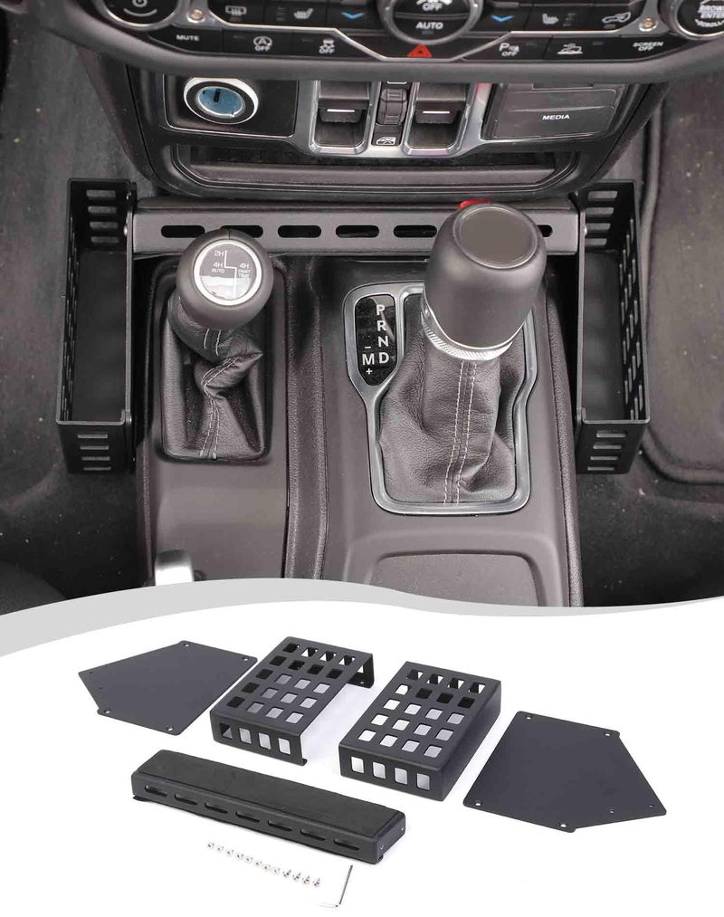 Hoolcar Center Console Gear Shift Organizer Tray Compatible with Jeep Wrangler JL/JLU 2018-2024 & Jeep Gladiator JT Truck 2020-2023 Storage Box, Interior Accessories, Black - Image 1
