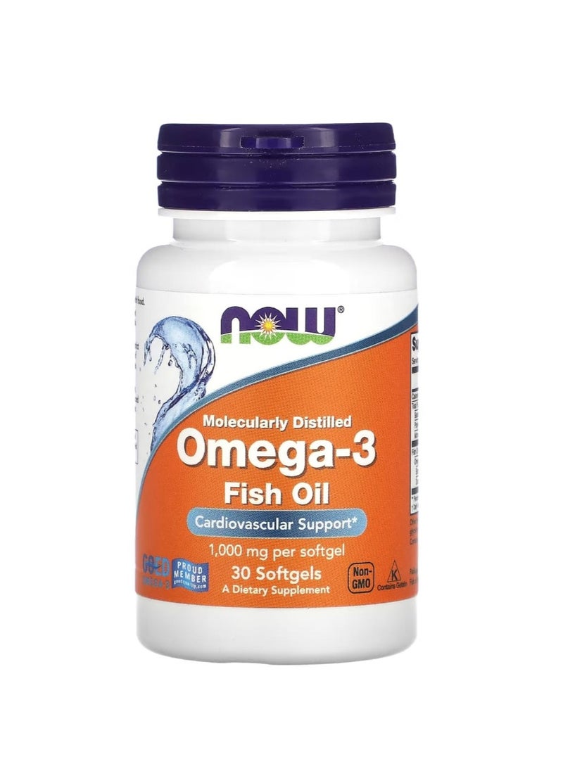 now - Molecularly Distilled Omega-3 Supplement 30 Softgels - Image 1
