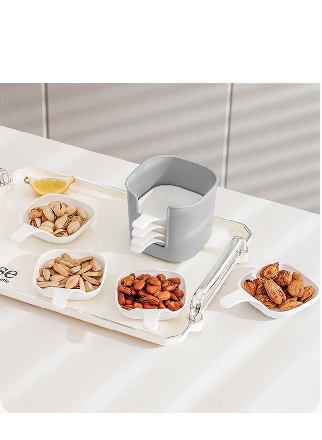 مجموعة 6 قطع أطباق صلصة، أطباق مقبلات صغيرة، أطباق توابل جانبية، أطباق تقديم وجبات خفيفة مع مقبض عملي، مجموعة أطباق صلصة عالية الجودة، مناسبة للمطبخ والمطاعم - Image 1