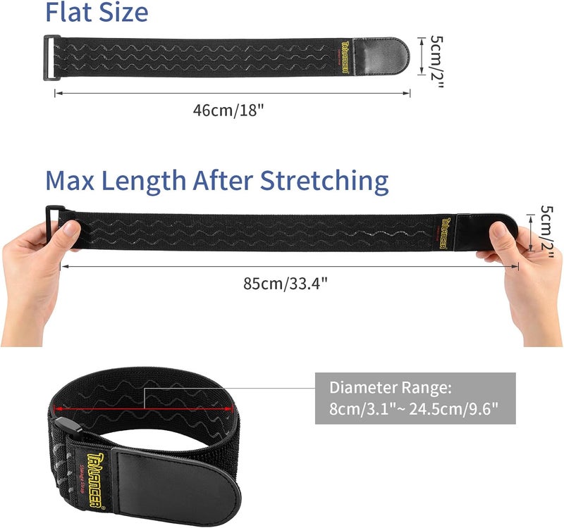 Trilancer Elastic Cinch Straps with Anti-Slip Strips, 2" x 18"(4 Pack) Hook and Loop Storage Straps with Buckle, Bundling Bands for Extension Cords, Cables, Ropes, Hoses, Bike, Boat, Pant Garters - Image 3
