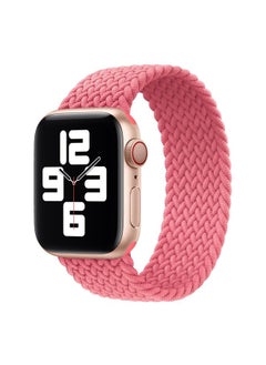 Replacement Strap Nylon Single-turn Braided Watch Band For Apple Watch Ultra 49mm / Series 8&7 45mm / SE 2&6&SE&5&4 44mm / 3&2&1 42mm, Length:165mm Fresh Pink