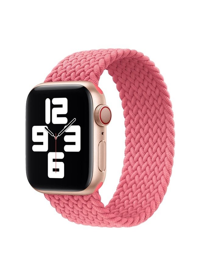 Generic - Replacement Strap Nylon Single-turn Braided Watch Band For Apple Watch Ultra 49mm / Series 8&7 45mm / SE 2&6&SE&5&4 44mm / 3&2&1 42mm, Length:165mm Fresh Pink - Image 1