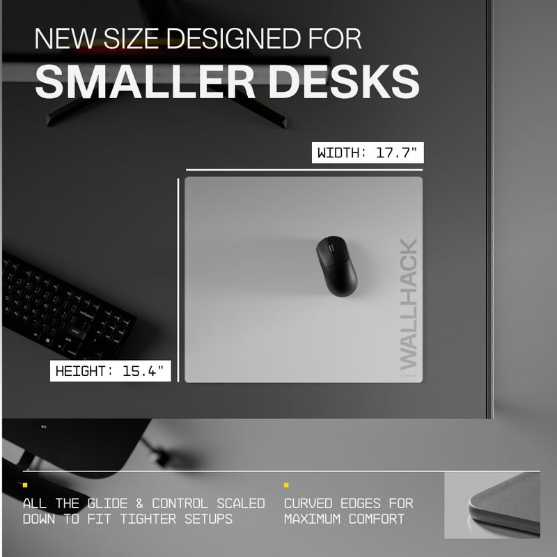 Wallhack SP-004A Glass Gaming Mouse Pad â€“ 4th Gen Micro-Etched Surface, Medium Mousepad for Esports, Ultra-Fast Glide with Stopping Power, Tempered Glass, Durable & Portable, 15.4"x17.7" | White - Image 2