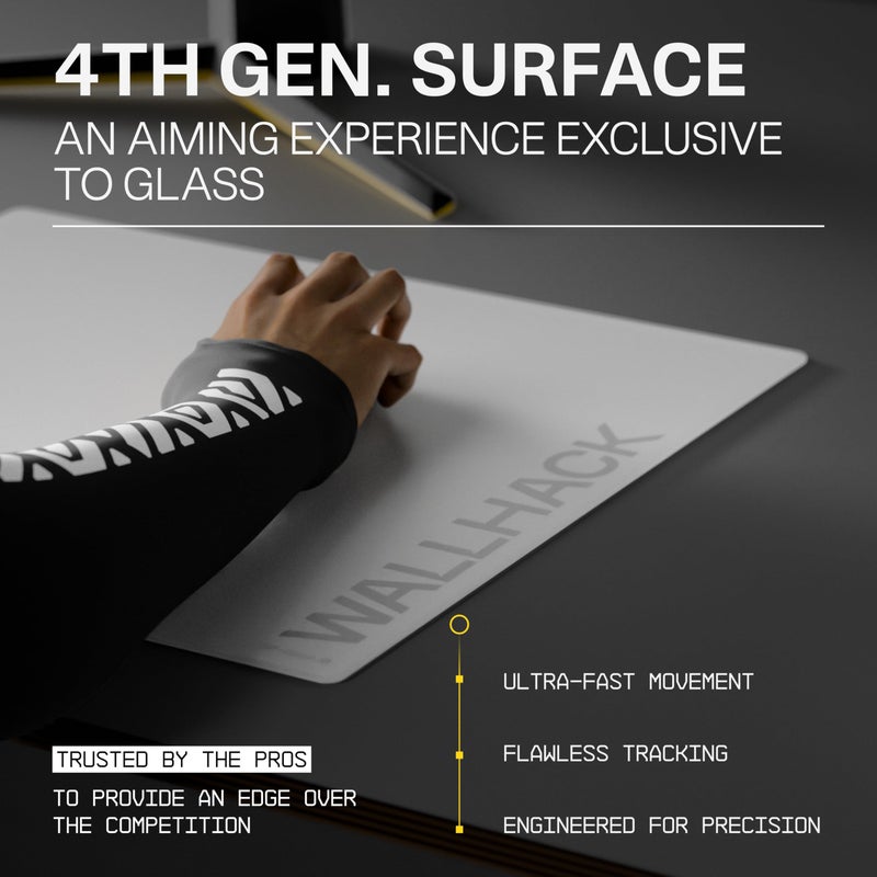 Wallhack SP-004A Glass Gaming Mouse Pad â€“ 4th Gen Micro-Etched Surface, Medium Mousepad for Esports, Ultra-Fast Glide with Stopping Power, Tempered Glass, Durable & Portable, 15.4"x17.7" | White - Image 3