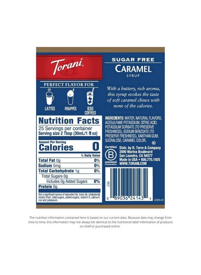 Torani Sugar Free Syrup, Caramel, 25.4 Fl Oz, (Pack of 4) - Image 3