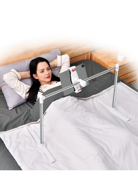 Tablet Stand, iPad Stand for Bed - Adjustable Height Length Angles iPad Holder for Bed Laying Down Couch Floor, Compatible with iPad/iPhone X/Kindle, or Other 5~12.9 Inches Devices