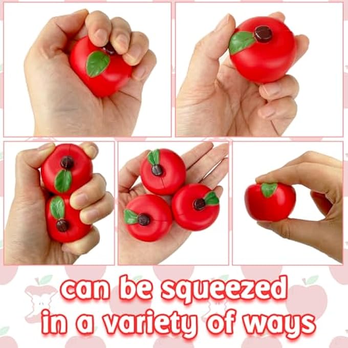 Baaxxango 24 Pieces of Fruit Stress Ball Toys,Red Fruit Stress Relief Balls,Fruit Fidget Stress Balls for School Carnival Reward Party Favor Supplies Back to School Decor - Image 3