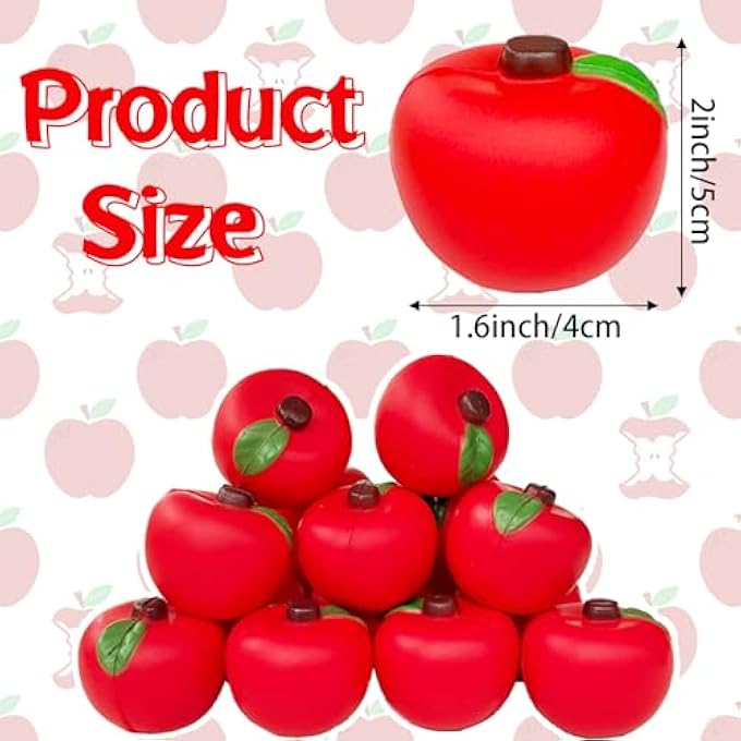Baaxxango 24 Pieces of Fruit Stress Ball Toys,Red Fruit Stress Relief Balls,Fruit Fidget Stress Balls for School Carnival Reward Party Favor Supplies Back to School Decor - Image 2