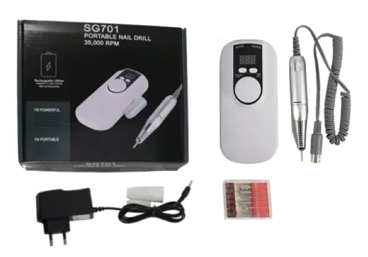 Kreni Portable Electric Nail Drill 35000 RPM E File Electric Nail File for Acrylic Gel Nails Manicure Pedicure Polishing Shape Tools with 6Pcs Nail Drill Bits - Image 1