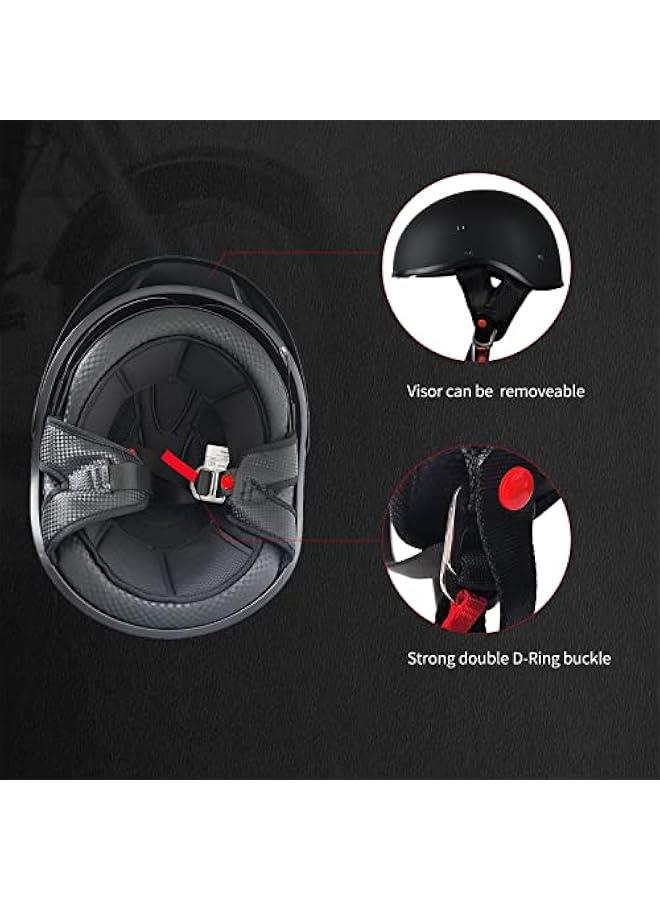 Arabest Half Helmet Motorcycle Men Women with Sunshield,Vintage Motorcycle Helmet Casco para Moto for Cruiser Scooter DOT Approved  - Image 4