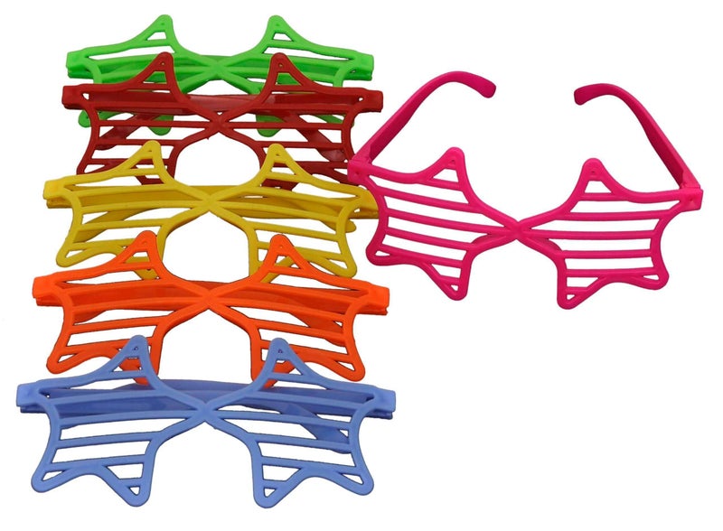 Wanna Party Star Neon Shutter Shades Shutter Glasses Shades Sunglasses | Slotted Sunglasses Eyewear | Favors Props Accessories for Kids & Adults-6 PCS - Image 2