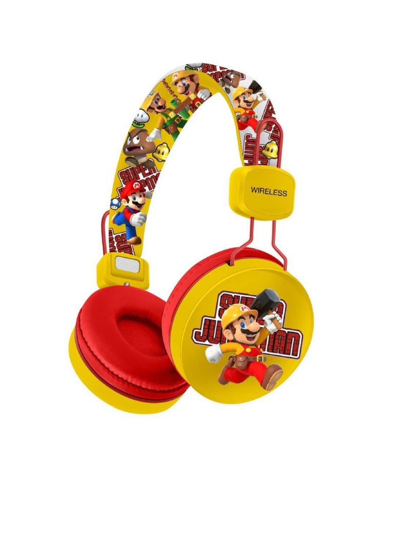 Mario pattern children's Bluetooth wireless headphones, noise-canceling wireless headphones, suitable for TF cards, mobile phones, and tablets. - Image 1