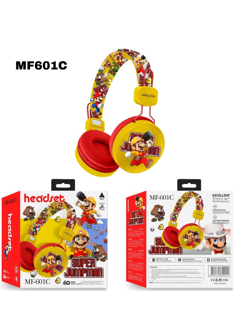 Mario pattern children's Bluetooth wireless headphones, noise-canceling wireless headphones, suitable for TF cards, mobile phones, and tablets. - Image 2