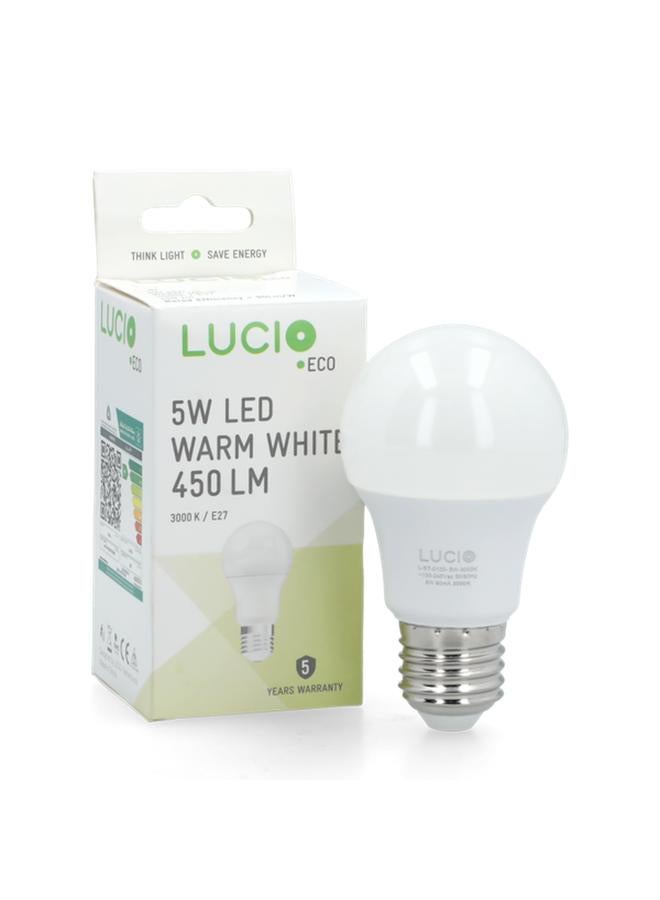 Lucio 5W 3000K 450-Lumens E27 LED Bulb Warm White - Image 1
