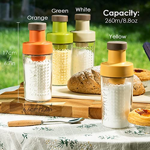 TINMIX Sugar Dispenser Bottle - Glass Sugar Shaker for Coffee, Cereal, Tea & Baking with Pouring Spout and Lid, 8.5oz Glass Bottle Sugar Dispenser Pitcher, White - Image 2