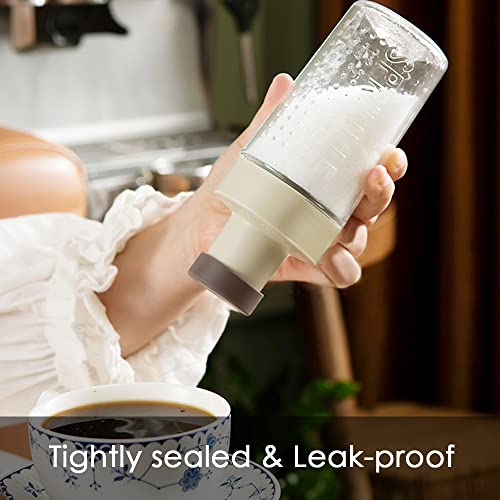 TINMIX Sugar Dispenser Bottle - Glass Sugar Shaker for Coffee, Cereal, Tea & Baking with Pouring Spout and Lid, 8.5oz Glass Bottle Sugar Dispenser Pitcher, White - Image 5