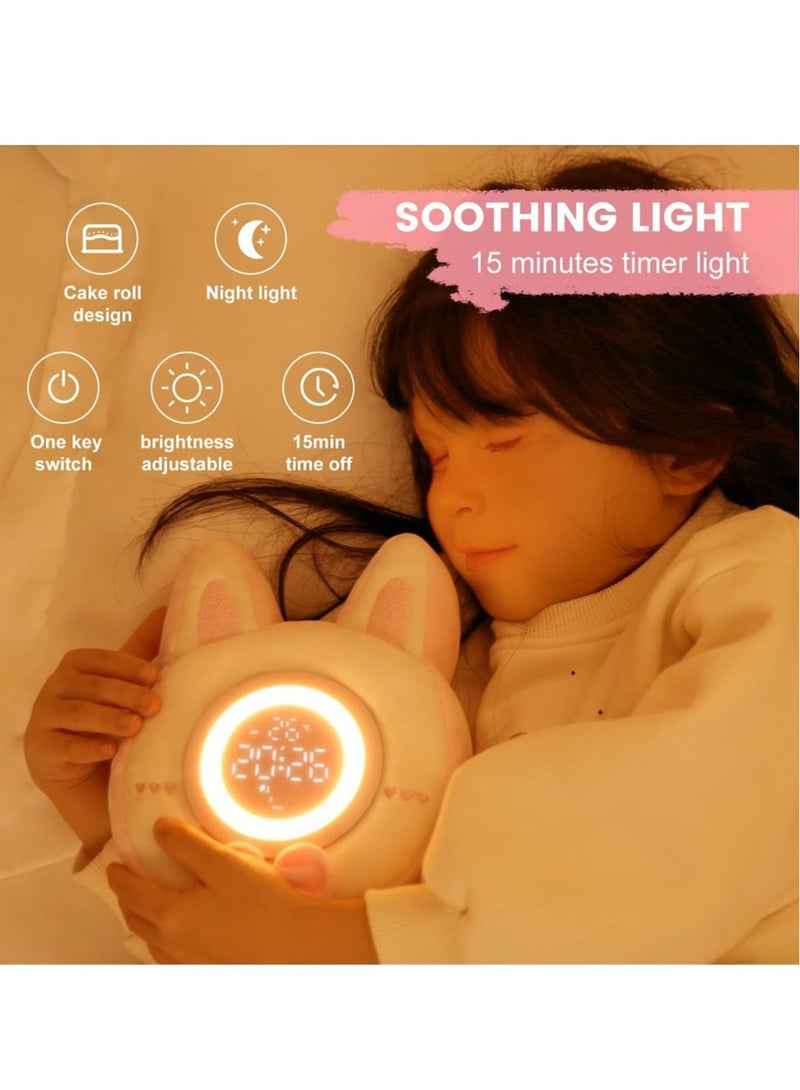 كابتن تيك Bunny Plush Alarm Clock Night Light, Cute Stuffed Animal with LED Display Clock and Adjustable Light, Ideal Gift for Kids, Teens, Girls, Women, Kawaii Birthday Present - Image 3