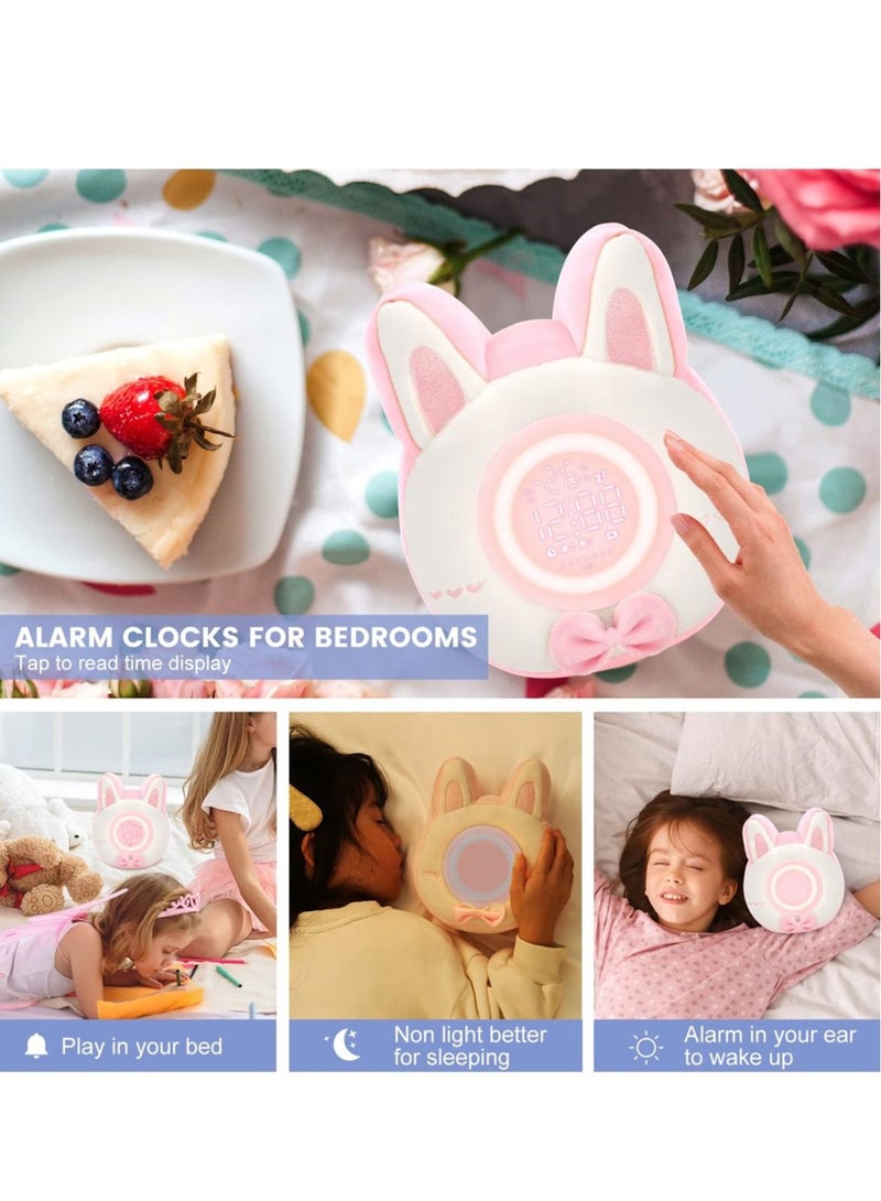 كابتن تيك Bunny Plush Alarm Clock Night Light, Cute Stuffed Animal with LED Display Clock and Adjustable Light, Ideal Gift for Kids, Teens, Girls, Women, Kawaii Birthday Present - Image 4