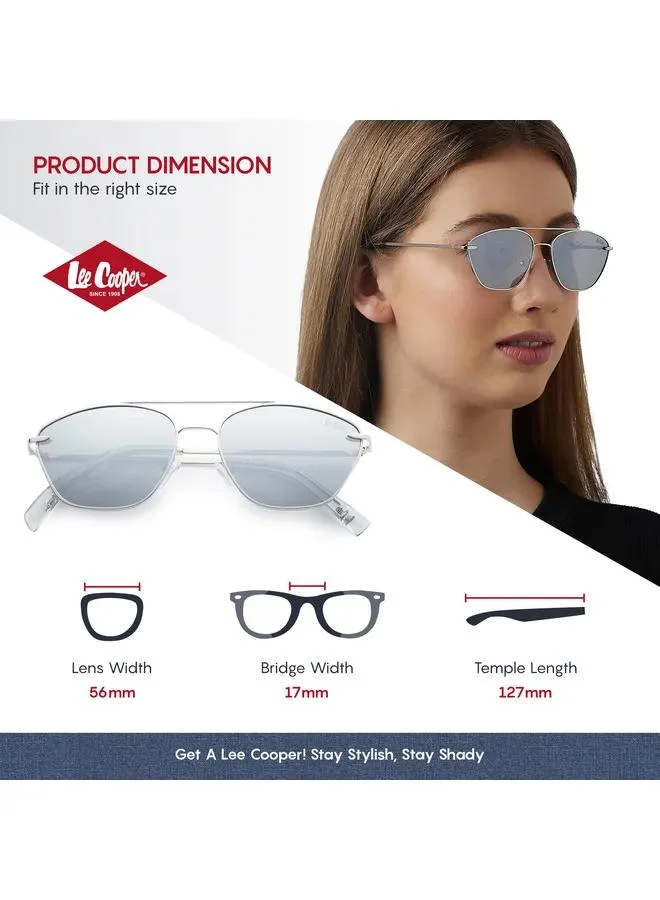 Lee Cooper Polarized Sunglasses Silver Frame Silver Mirror Mirror Lens 56mm  - LC1210C01