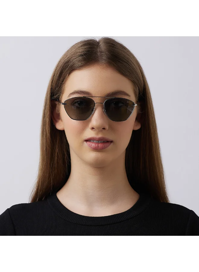 Lee Cooper Polarized Sunglasses Silver Frame Silver Mirror Mirror Lens 56mm  - LC1210C01