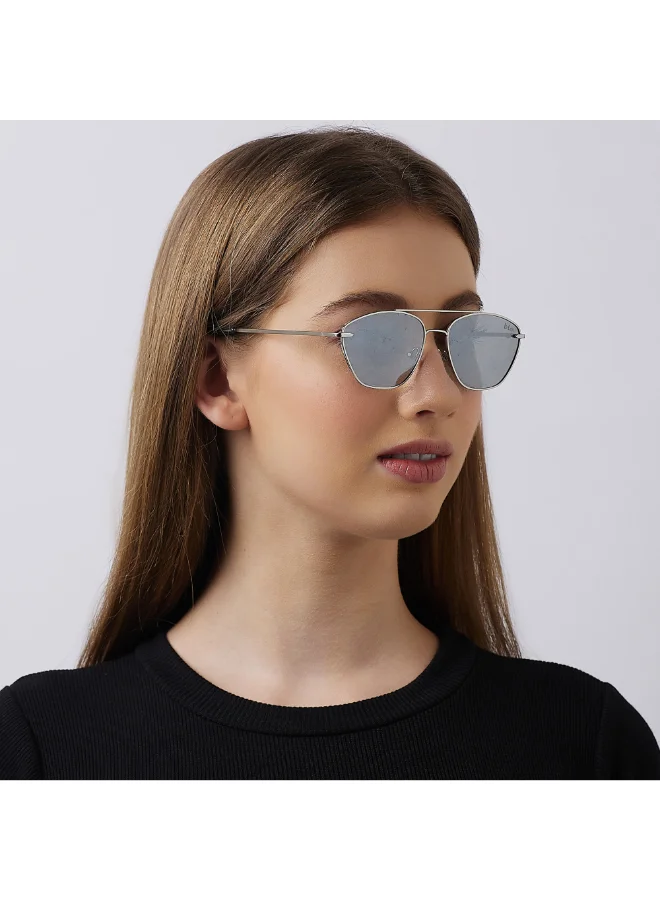 Lee Cooper Polarized Sunglasses Silver Frame Silver Mirror Mirror Lens 56mm  - LC1210C01