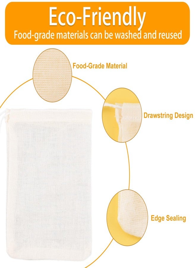 NICECRAFT 30 Pcs Spice Bags for Cooking, 3.86x3.15 Inch Reusable Drawstring Muslin Soup Empty Tea Bags Straining Filter Cheesecloth Sachet for Spices Tea Loose Coffee Seasoning Herbs Stew Gravy - Image 4