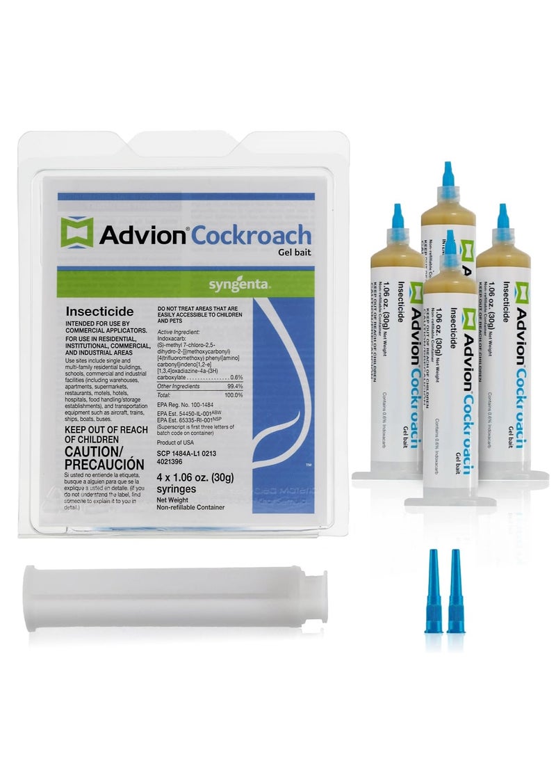 syngenta 100% جل طُعم Advion الأصلي للصراصير، 4 أنابيب × 30 جرام - Image 1