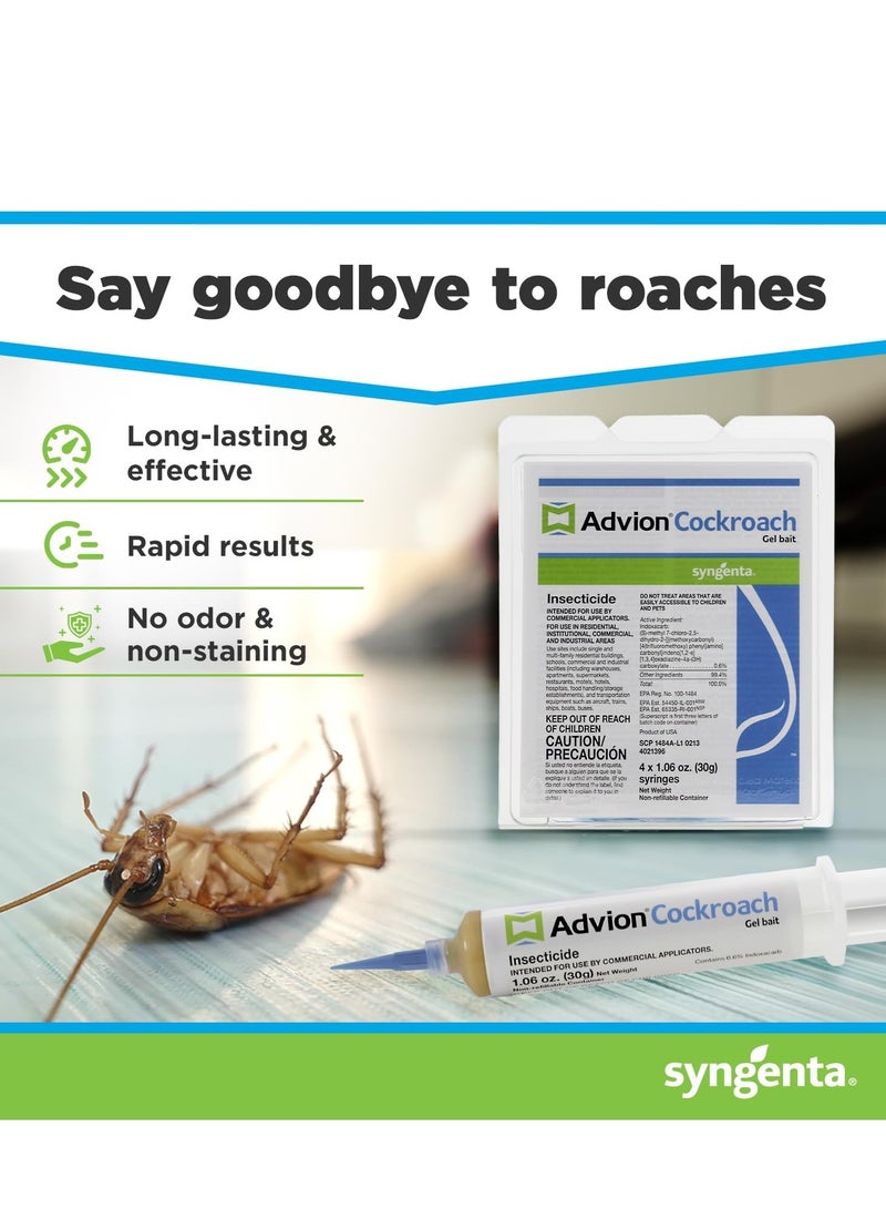 syngenta 100% جل طُعم Advion الأصلي للصراصير، 4 أنابيب × 30 جرام - Image 3