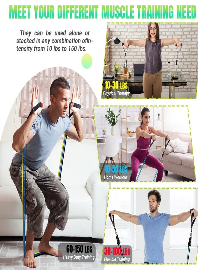 COFOF Resistance Bands Set with Yellow Handles, Exercise/Workout/Fitness Bands with Door Anchor, Legs Ankle Straps for Resistance Training，Physical Therapy，Home Gym Workout - Image 5