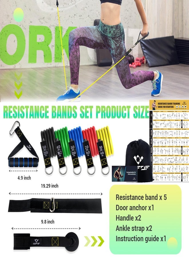 COFOF Resistance Bands Set with Yellow Handles, Exercise/Workout/Fitness Bands with Door Anchor, Legs Ankle Straps for Resistance Training，Physical Therapy，Home Gym Workout - Image 4