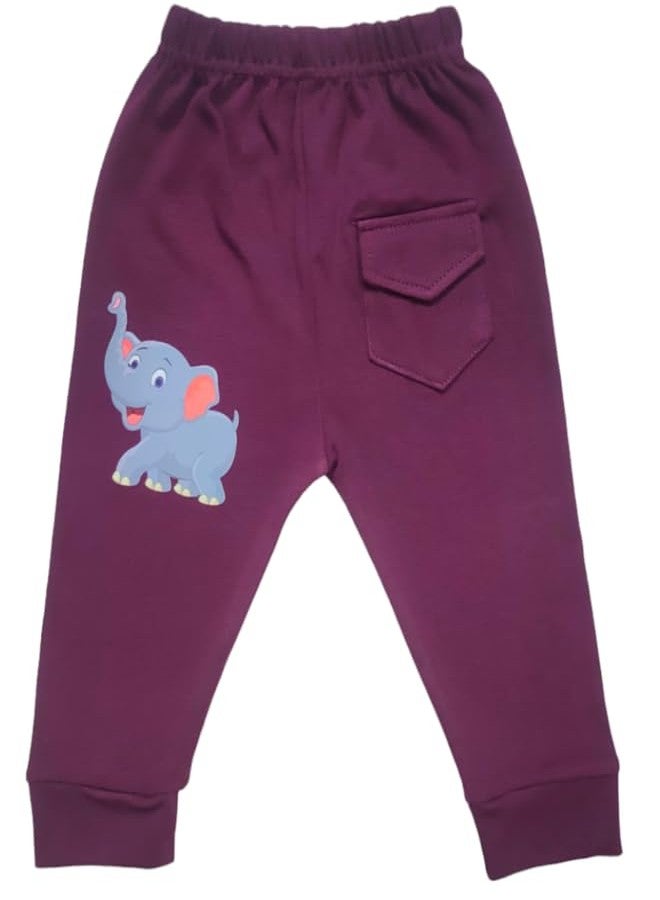 RCW Kids Baby Pants Cotton Pajama with Back Pocket Animal Print Soft Lower Payjama Leggings Regular Fit Bottom Ribs Comfortable Sleepwear Lounge Pant for Boys & Girls (Set of 5) (1-2 Year) Multicolor - Image 4
