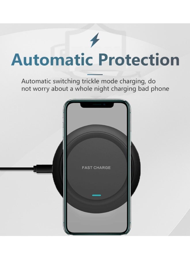 Slim Wireless Charger, 15W Max Fast Wireless Charging，Compatible with iPhone 14/13/12/12 Pro Max/12 Mini/11/XR/X/8 Plus, Samsung Galaxy S23/S22/S21/S20 Ultra/S10/S9/Note 10（Black) - Image 5