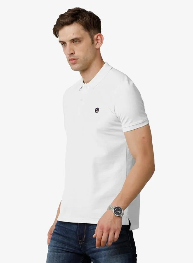 FERVORO Men Plain White Cotton Polo