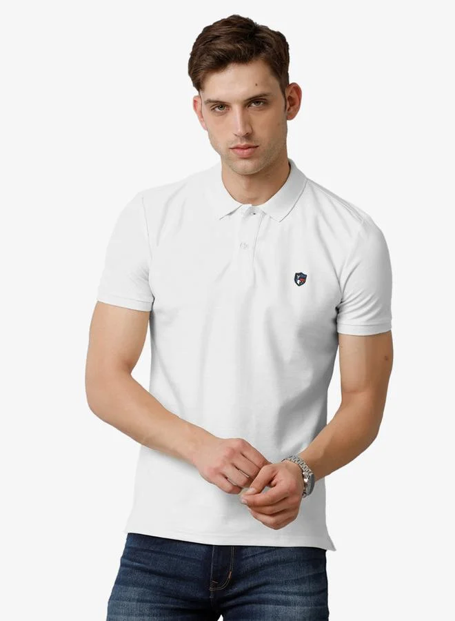 FERVORO Men Plain White Cotton Polo