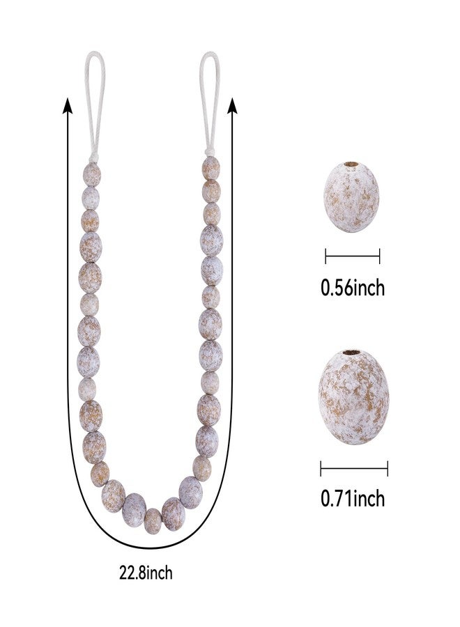 KLOGTSIND 2 Pack Curtain Holdbacks Wood Beads Curtain Holdbacks for Thin or Thick Curtain Tiebacks Rustic Boho Style with Hooks for Home Office Bedroom Decor - Image 4