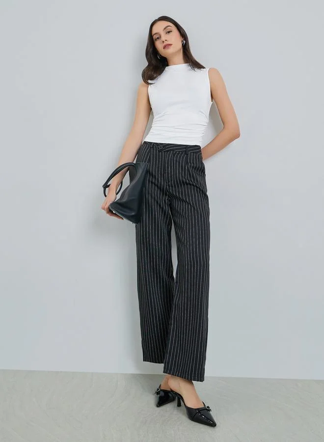 Take Two White High Neck Sleeveless Pleated Top