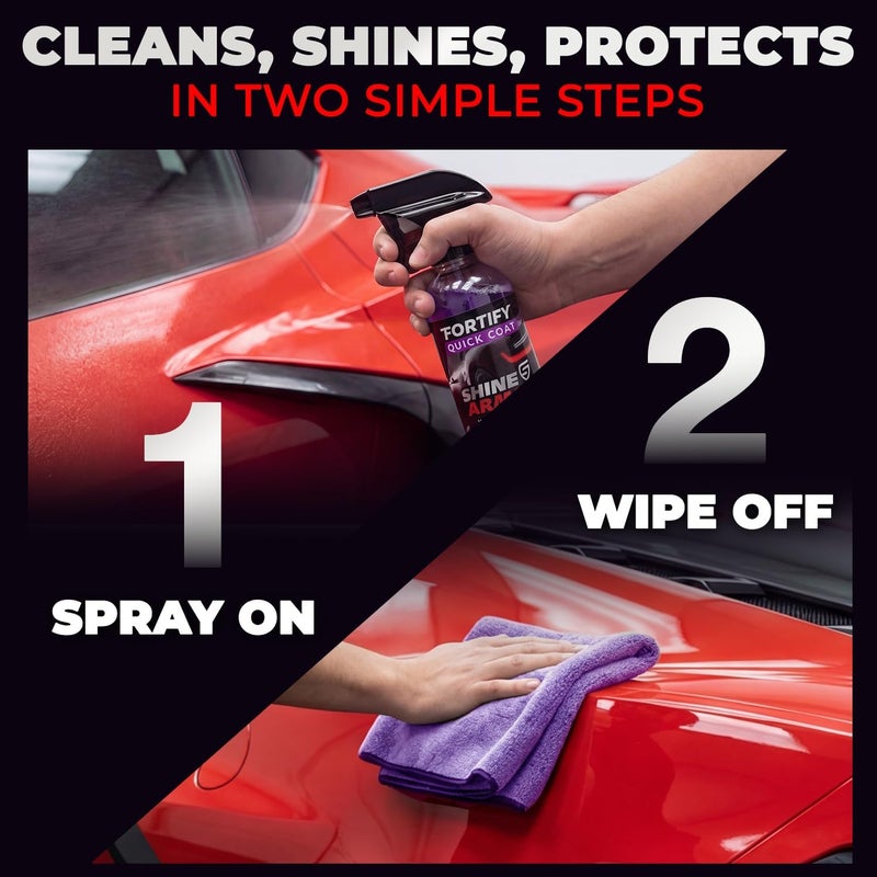SHINE ARMOR Ceramic Coating Fortify Quick Coat Car Wax Polish Spray Waterless Wash & Wax Hydrophobic Top Coat Polish & Polymer Paint Sealant Detail Protection 16 Fl Oz - Image 2