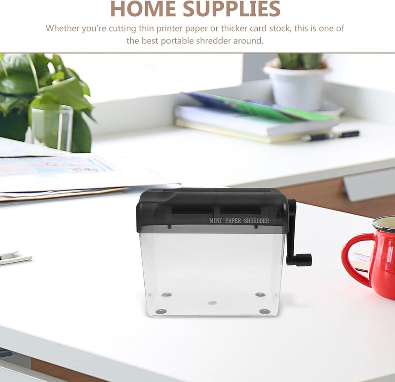 Zerodeko Manual Hand Crank Paper Shredder Portable Desktop Wear-Resistant Paper Cutter for Home Office School Document Shredding - Image 3