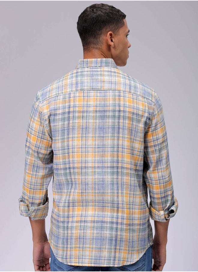 The Indian Garage Co Men Slim Fit Striped Full Sleeves Cutaway Collar Casual Shirt  - Image 2