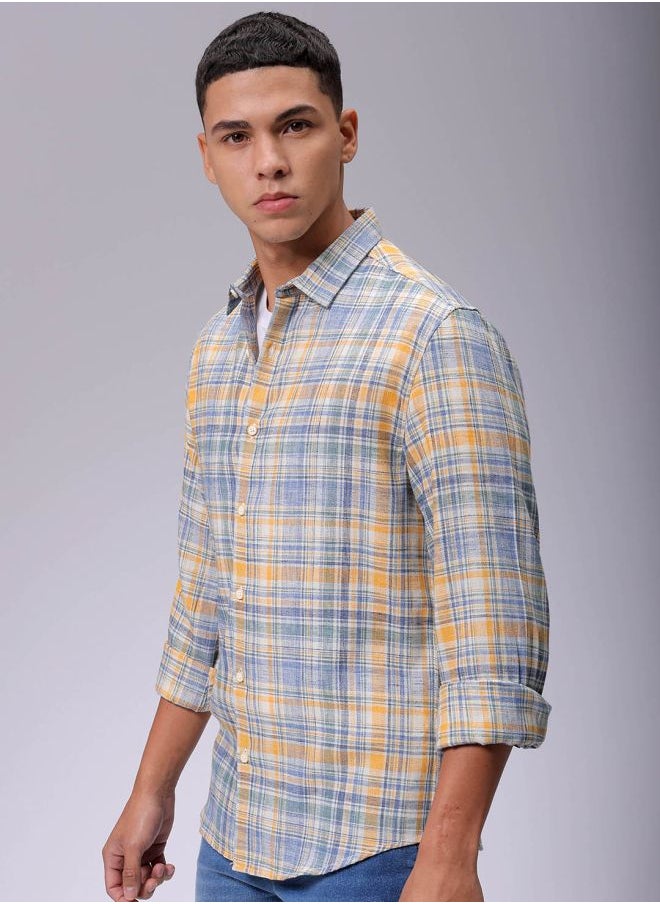 The Indian Garage Co Men Slim Fit Striped Full Sleeves Cutaway Collar Casual Shirt  - Image 3