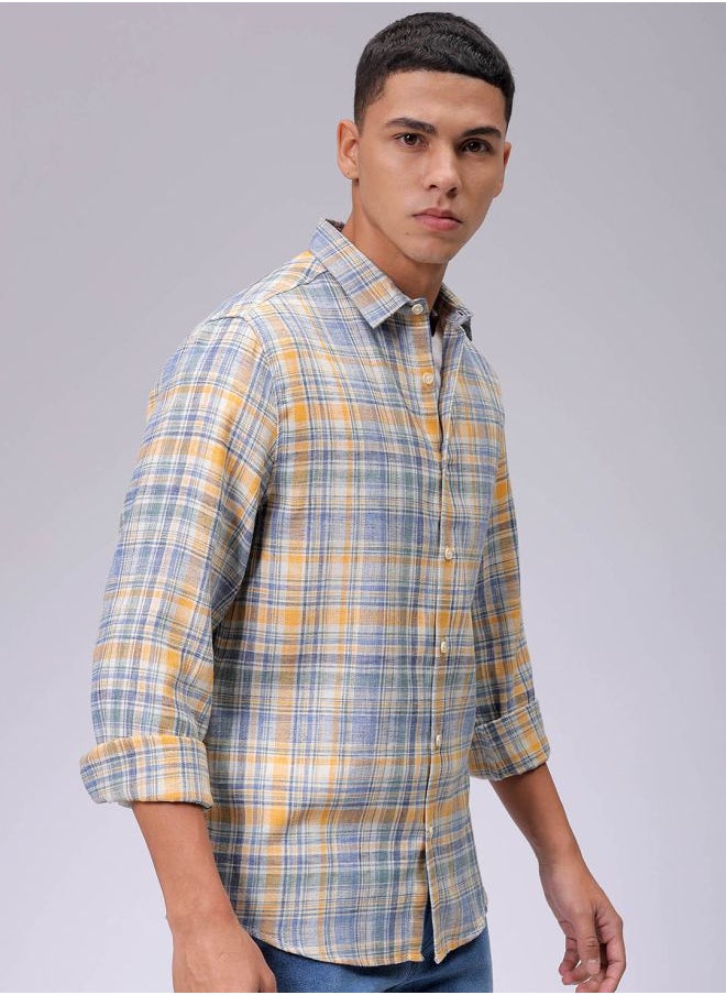 The Indian Garage Co Men Slim Fit Striped Full Sleeves Cutaway Collar Casual Shirt  - Image 4