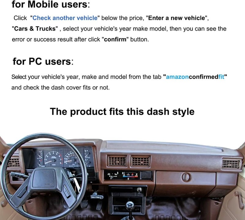 Fcovergurus Dash Cover Mat Custom Fit for 1984-1988 Toyota 4Runner Pickup Truck, Dashboard Cover Pad Carpet Protector F95 (Gray) - Image 2