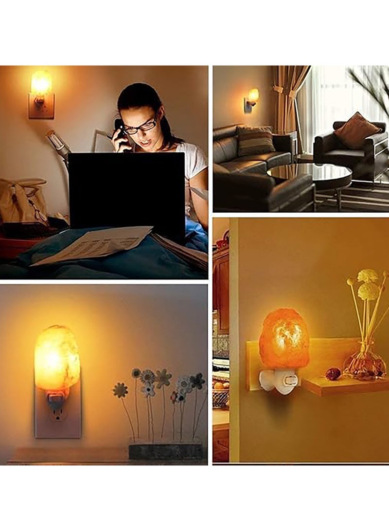 2Pcs Himalayan Salt Lamp, Hand Carved Natural Crystal Salt Rock Lamps, Warm Orange Nursery Wall Night Light, Wall Plug for Air Purifying, Bedrooms Night Lights, UK Plug - Image 5
