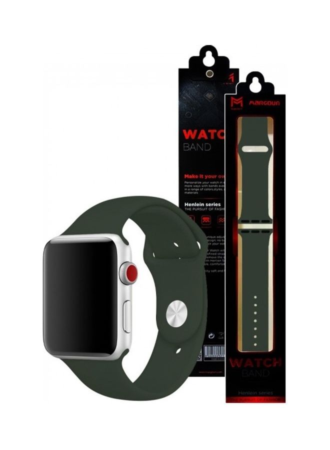 سوار بديل من السيليكون لساعات أبل مقاس 38/40 مم زيتوني داكن - Image 4