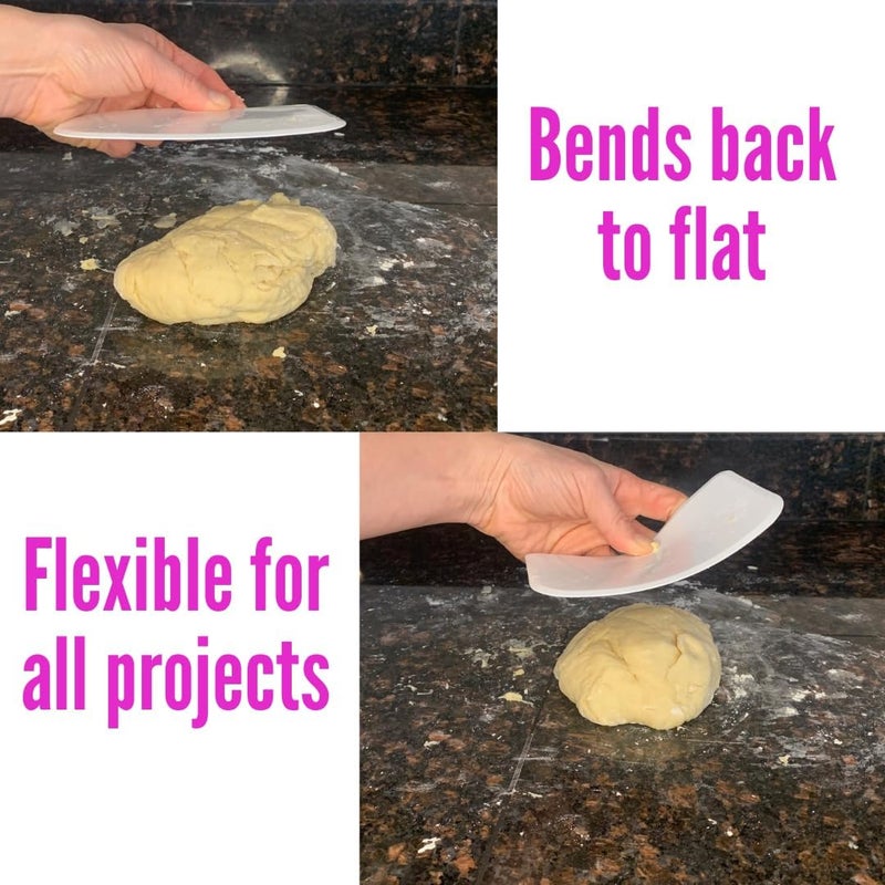 Royalty Essentials Sourdough Plastic Bench Dough Scraper Bowl Flexible Food-safe Cutter Flexible Multipurpose Good Grip Curved and Flat Edge Dough Food Scrapers for Kitchen Bread Dough Cake Fondant Icing 2 Pack - Image 3